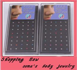 whole mixed Nose Studs body jewelry piercing Nose Rings 3 b0x 120pcs3752164