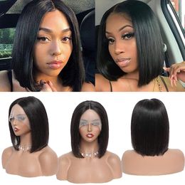 200 density Brazilian Human Hair Short Lace Frontal Bob wigs for Black Women For Sale