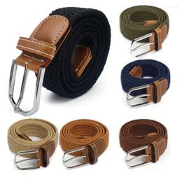 Belts Men Metal Elastic Stretch Waist Belt Black Canvas Braided Woven Leather Wide For