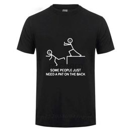Men's T-Shirts Some people just need to find a PAT on the back inspiring phrases design sketches interesting T-shirts mens fitness short sleeved cotton T-shirts d240509