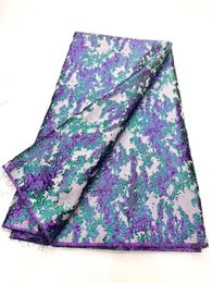 Latest African Jacquard Brocade Fabric For Women Dress Floral Damask Material Nigerian Gilding Lace Brocard Tissu 5Yard DJB55 240508