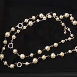 Fashion 5C pearl sweater chain Beaded necklace for women Party Wedding jewelry for Bride 232m