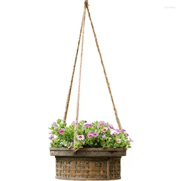 Vases Bamboo Handmade Woven Flower Pot Basket Wall-Hung Basin Hanging Chlorophytum Green Radish Wall Arrangement