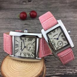 TOP Fashion Luxury Man Women Roman Watch nice designer Red Pink Black Leather Lady Watch High Quality Quartz Clock 277Z