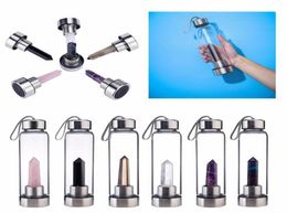 Water Bottles Cages Fast MUQGEW Transparent Bottle Quartz Crystal Glass Natural Point Healing Obelisk Wand Elixir17268502