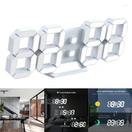 Wall Clocks 3D LED Clock 15-Inch Remote Control Digital Timing Night Light For Office Home 12/24 Hours