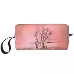 Storage Bags Travel Ballet Shoes Pink Toiletry Bag Portable Ballerina Dancer Makeup Cosmetic Organiser Women Beauty Dopp Kit Box