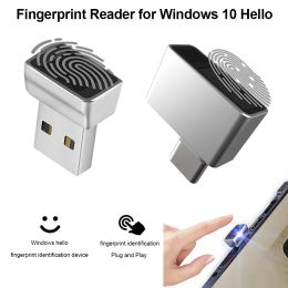 Scanners Mini USB Fingerprint Reader for Windows 10 Hello Laptop PC TypeC Biometric Scanner Unlock Module Set up to 10 Fingerprint IDs