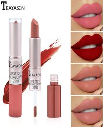 TEAYASON 12 Colors DoubleHead Lipstick Long Lasting Labiales Nude and Natural Matte Lipstick NonStick Cup for Lips Makeup6560594