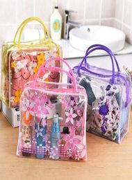 Women Flower Dot Makeup Bag PVC Transparent Cosmetic Bag Fashion Girl Travel Make Up Toiletry Bags Organiser Case Tote Bag Pouch9699700