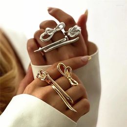 Cluster Rings 2024 Irregular Multiple Lines Punk Ring Exaggerated Bow Minimalist Vintage Hiphop Y2K Jewellery For Women