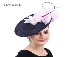 Charming Big Kentucky derby hair Fascinators navy hats Ladies elagnt wedding headwear bridalwedding race party headpiece ship8859018