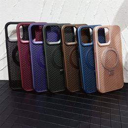 Magnet Ventilation Case for iPhone 15 Pro Max Plus Airy Hollow Cooling Shell Heat Dissipation Stand Back Cover Funda PC TPU