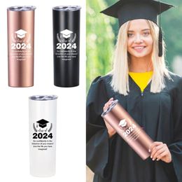 Water Bottles Graduation Gift 20oz Stainless Steel Insulated Tumbler With Lid&Straw 26 Letter Flower Pattern Cup Season