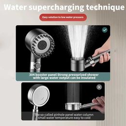 Bathroom Shower Heads Pressurised Water Saving Shower Head ABS With Grey Finished Bathroom Accessories Hand Shower Water Booster Showerhead