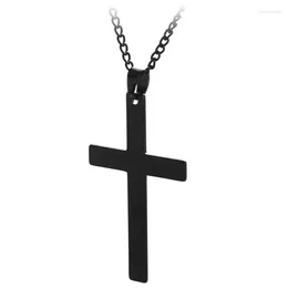 Pendant Necklaces Vintage Cross Necklace Stainless Steel Black Chain Men (60Cm)
