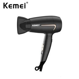 Kemei Professional Hair Dryer Portable Foldable Handle Compact 1800W Blow Dryer Wind Low Noise Home Appliance Styling Tools 240509