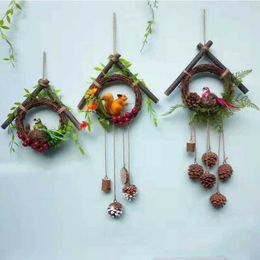 Decorative Flowers Wreaths Artificial Hanging Wreath Decoration Living Room Wall Hanging Creative Home Decoration