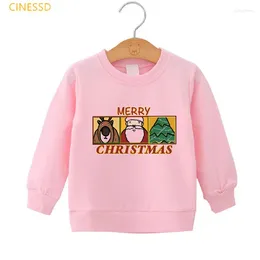 Jackets Reindeer Santa Xmas Tree Print Christmas Party Clothes Children's Hoodie Sweatshirt Winter Holiday Gift Year Festival Jacket