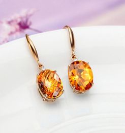 Dangle Chandelier Wedding Natural Citrine Drop Earrings For Women 14K Yellow Gold Timeless Design Delicate Female Luxury Fine Je7368579