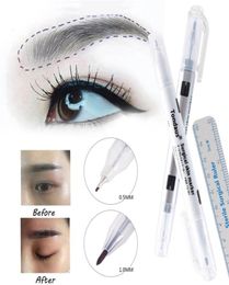 Skin Marker Eyebrow Marker Pen Tattoo Skin Pen With Measuring Ruler Microblading Positioning Tool 2448591199487