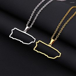Pendant Necklaces Fashion Puerto Rico Map Necklace For Women Men Charm Gold Silver Color Party Stainless Steel Ricans Jewelry