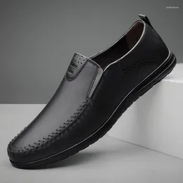 Casual Shoes Men Slip On Genuine Leather Italian Mens Loafers Moccasins Soft Breathable Driving