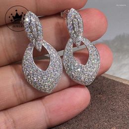Dangle Earrings DRlove Luxury Silver Color Bridal Wedding Full Paved Shiny CZ Elegant Women Accessories For Party Trendy Jewelry