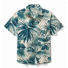 Men's Casual Shirts Hawaii Beach Tropical Leaf Pattern 3D Print Blouses Men Women Short-sleeve Buttons Shirt Summer Holiday Party Camisa