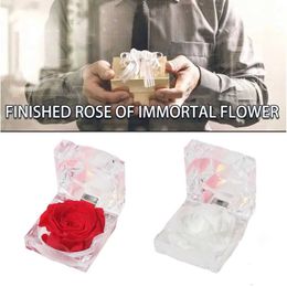 Jewelry Boxes Eternal Flower Ring Box for Women Valentines Day Mothers Day Engagement Proposal Wedding Gift Box Acrylic Jewelry Box Joyero