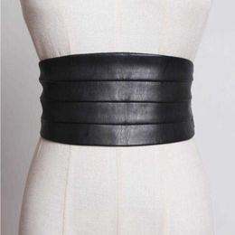 Women's runway fashion pu leather elastic Cummerbunds female Dress coat Corsets Waistband Belts decoration wide belt R1775 CX20072 274T