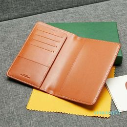 Slim leather wallet Designer passport cover Card Holder go yard wallet Top Leather purse men women card bag Fashion passport holder with Gift Box
