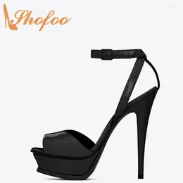 Sandals Black Platform Stilettos Women Luxury Gladiator Rome Large Size 13 16 Ladies High Heels Dress Ankle Strap Shoes Shofoo