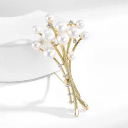 Brooches Exquisite Freshwater Pearl Bouquet Brooch Pin For Women Elegant Flower Shape Wedding Accessories Bridal Jewellery Gifts