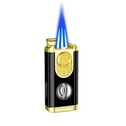 New Metal Sier Cigar Lighter And Punch Cutter Gift Set Custom Butane Zinc Alloy Cigar Lighter