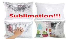 Sublimation Blank 40x40cm Pillows Reversible Sequin Magic Pillow Case Swipe Cushion Cover Pillowcase DD1511165
