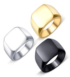 Stainless Steel Band Ring High Polished Simple Signet Solid Biker Rings for men women4925115