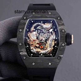 Automatic Watches Rm Wristwatch Mill Wine Barrel Watch Millr Rm57-03 Series Fully Automatic Mechanical Carbon Fibre Tape Mens Watch Watches 3px1