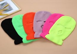 Pure Color Full Face Cover Mask 3 Hole Balaclava Knit Winter Ski Cycling Mask Warmer Scarf Outdoor jllILO sinabag6693259