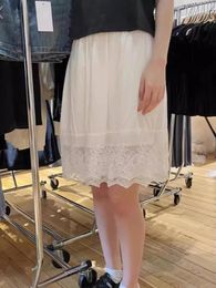 Skirts Lace Trim Hem For Women Summer Trending Fashion Clothes 2024 Cotton Mini Girls Cute 2000s Y2K Vintage Short Skirt