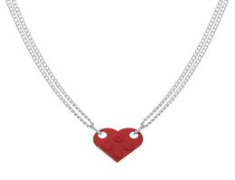 Punk Heartshaped pendant necklaces Love for Couple Women Men Jigsaw Lego Friendship clavicle chain Simple and versatile Personali4052601