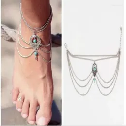 Anklets Vintage Silver Color Ankle Bracelet Foot Jewelry Barefoot Sandals Anklet For Women