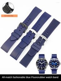 Watch Bands Blue Fluororubber Strap Suitable For Seagull Ocean Heart Extraordinary Master Accessories Flat Mouth 20mm 22mm