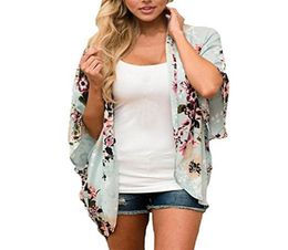 New Arrivals 2019 Women Blouses Plus Sizes Floral Cardigan Women Tops Chiffon Batwing Blouse Kimono Cardigan Chemise Femme XXXL2283555306