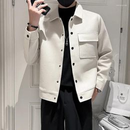 Men's Jackets 2024 Latest Woolen Coat For Fall Korean Style Solid Color Lapels Fashion Slim Daily Casual Wear Outerwear