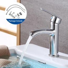 Bathroom Sink Faucets Square/Round Chrome Basin Faucet Single Handle And Cold Water Hose Black/Silver Taps Accessory
