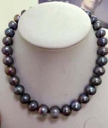 New Fine pearl Jewellery Stunning 8595mm round tahitian huge black red green pearl necklace 18quot 14kGP2495664