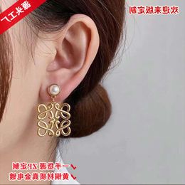 designer earrings Hollow Earrings Square Geometric Design Personalised Earrings Womens Advanced Pearl Earrings Edition