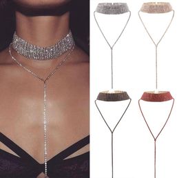 Luxury Full Diamond Pendant Crystal Necklace Choker Thick Statement Necklaces Women Multi layer Jewellery Fashion Accessories7147266