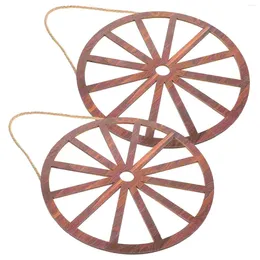 Decorative Figurines Waggon Bike Wheels Decor Wooden Wall Vintage Ornament For Bar Room Crafts Decoration